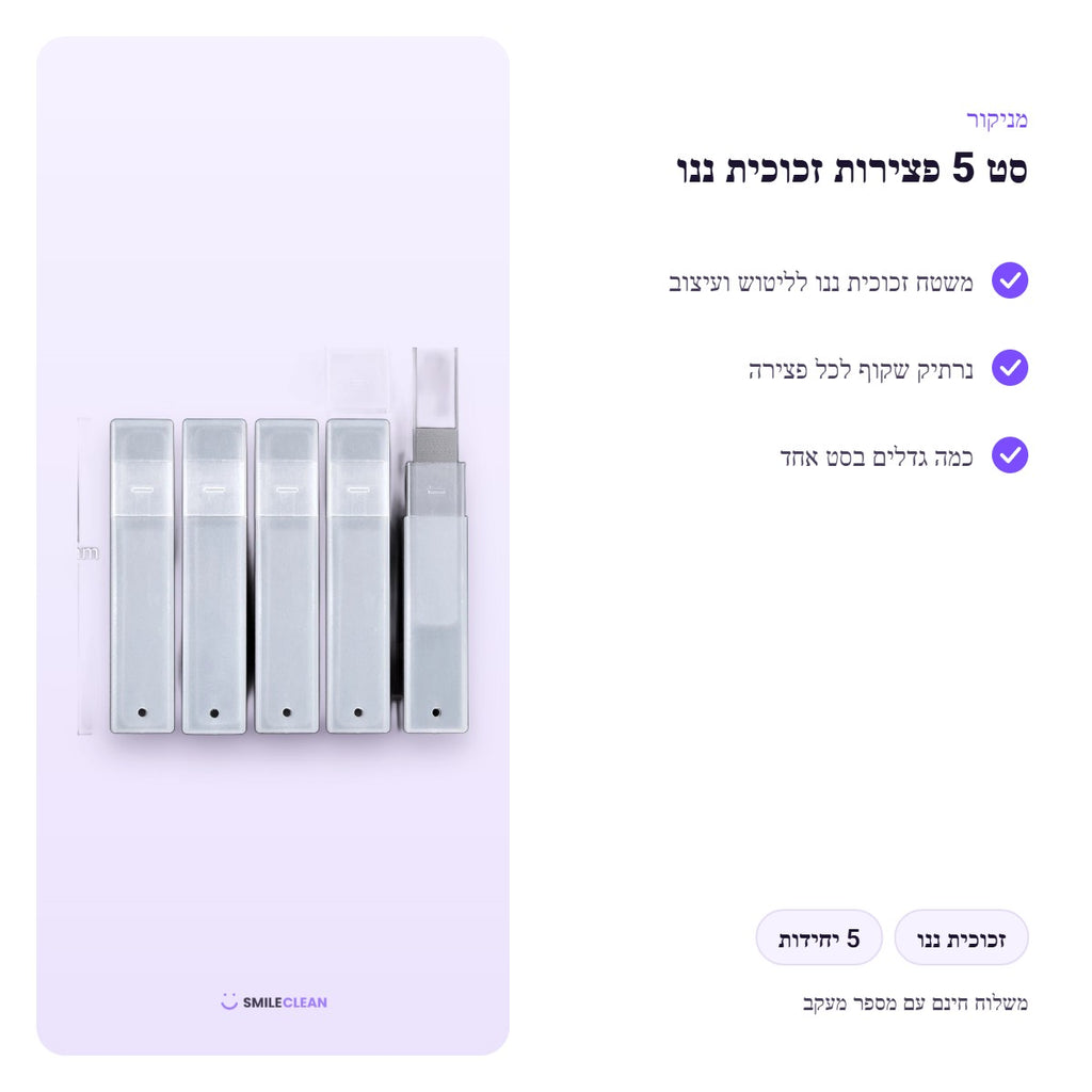 סט 5 פצירות ציפורניים מזכוכית ננו בנרתיקים – יתרונות ומפרט